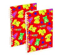 Amooorous Cuaderno de tamaño A5 con diseño de perro feliz, nave espacial, color rojo, espiral, 8.3 x 5.7 pulgadas, cuadernos de asignaturas resistentes al desgaste, 60 hojas para trabajo y aula