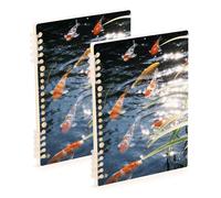 Amooorous Cuaderno de tamaño A5 con rayas River Goldfish de 8.3 x 5.7 pulgadas, tapa dura, cuaderno en espiral de un solo asunto, 60 hojas para viajes y escritura, paquete de 2