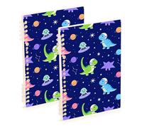 Amooorous Cuaderno de tamaño A5 de dibujos animados de dinosaurios de color lindo de 8.3 x 5.7 pulgadas, cuaderno en espiral de un solo tema resistente al desgaste, 60 hojas para viajes y escritura