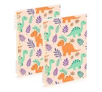 Amooorous Cuaderno de tamaño A5 de dibujos animados de dinosaurios de color lindo de 8.3 x 5.7 pulgadas, cuaderno en espiral de tapa dura de un solo asunto, 60 hojas para viajes y escritura, paquete