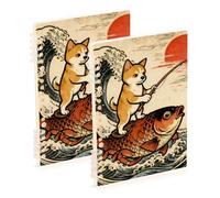 Amooorous Cuaderno de tamaño A5 japonés con diseño de olas del océano y mar, 21 x 14,5 cm, resistente al desgaste, 60 hojas para escuela y oficina, paquete de 2