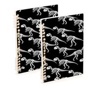 Amooorous Cuaderno en espiral tamaño A5 Galaxy S20+ con esqueletos de dinosaurios de 8.3 x 5.7 pulgadas, cuaderno de composición resistente con rayas anchas de 60 hojas para escuela y oficina, paquete