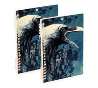Amooorous Cuaderno escolar Bloody de tamaño A5 Bird Night Bloody de 8.3 x 5.7 pulgadas, cuaderno en espiral de una sola materia resistente al desgaste, 60 hojas para viajes y escritura, paquete de 2