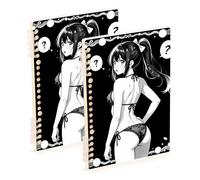 Amooorous Cuaderno escolar japonés Waifu Otaku de tamaño A5, 21 x 14,5 cm, suministros escolares resistentes para la universidad, 60 hojas para diario y lista de tareas, paquete de 2
