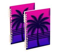 Amooorous Cuaderno espiral naranja Vaporwave Sunset de tamaño A5 de los años 80, 8.3 x 5.7 pulgadas, resistente al desgaste, cuaderno en espiral de un solo asunto, 60 hojas para escuela y oficina
