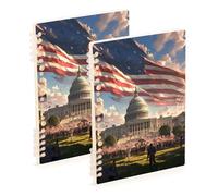 Amooorous Cuaderno grande tamaño A5 del 4 de julio del Día de la Independencia de la Casa Blanca, 8.3 x 5.7 pulgadas, cuaderno de composición de tapa dura con rayas anchas, 60 hojas para viajes y