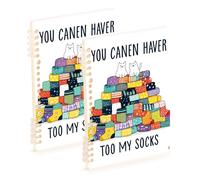 Amooorous Cuadernos de composición Too Many Socks tamaño A5 de 8.3 x 5.7 pulgadas, resistentes al desgaste, 60 hojas para escuela y oficina, paquete de 2