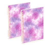 Amooorous Cuadernos de diario de teñido anudado color lavanda tamaño A5 de 8.3 x 5.7 pulgadas, cuaderno de espiral resistente de un solo asunto, 60 hojas para trabajo y aula, paquete de 2