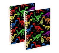 Amooorous Cuadernos de dinosaurios de color arcoíris de tamaño A5 para la escuela, 8 3 x 5 7 pulgadas, suministros escolares resistentes al desgaste para la universidad, 60 hojas, trabajo y aula