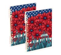 Amooorous Cuadernos de tamaño A5 con dibujos animados Agapanthus Floral 4 de julio Día de la Independencia para la universidad, 8.3 x 5.7 pulgadas, cuaderno espiral de un solo asunto encuadernado con