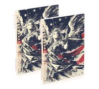 Amooorous Cuadernos de tamaño A5 con diseño de ángel de dibujos animados del 4 de julio para la escuela de 8.3 x 5.7 pulgadas, cuaderno de espiral con espiral, 60 hojas de ancho, para escuela y