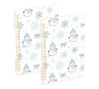 Amooorous Cuadernos de tamaño A5 con diseño de muñeco de nieve blanco de dibujos animados de Feliz Navidad, 8.3 x 5.7 pulgadas, cuadernos de tapa dura, 60 hojas para trabajo y aula, paquete de 2