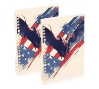 Amooorous Cuadernos de tamaño A5 con diseño de murciélago vampiro enojado, 4 de julio, 21 x 14,5 cm, cuaderno de espiral resistente de un solo asunto, 60 hojas para trabajo y aula, paquete de 2