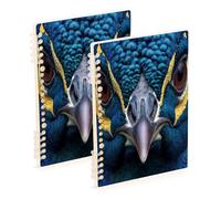 Amooorous Cuadernos de tamaño A5 con rayas azules de pavo real de 21 x 14,5 cm, encuadernado con alambre, 60 hojas para escuela y oficina, paquete de 2