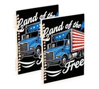 Amooorous Cuadernos de tamaño A5 del 4 de julio, Día de la Independencia, Land Of Free Blue Truck, 21 x 14,5 cm, cuaderno espiral encuadernado con alambre, 60 hojas de ancho, para viajes y escritura