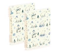 Amooorous Cuadernos en espiral de oso polar azul invierno tamaño A5 de 8.3 x 5.7 pulgadas, cuaderno rayado universitario resistente al desgaste, 60 hojas para viajes y escritura, paquete de 2
