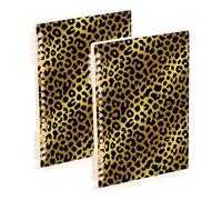 Amooorous Cuadernos en espiral tamaño A5 con estampado de leopardo dorado de 8.3 x 5.7 pulgadas, cuaderno de espiral de un solo asunto encuadernado con alambre, 60 hojas para planificador y negocios