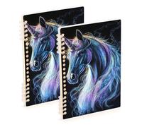 Amooorous Cuadernos espirales de unicornios blancos misteriosos tamaño A5 de 8.3 x 5.7 pulgadas, cuaderno de espiral de tapa dura, 60 hojas para planificador y negocios, paquete de 2