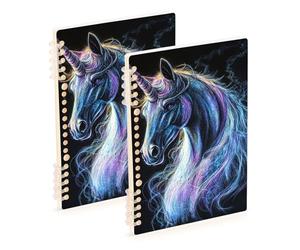 Amooorous Cuadernos espirales de unicornios blancos misteriosos tamaño A5 de 8.3 x 5.7 pulgadas, cuaderno de espiral de tapa dura, 60 hojas para planificador y negocios, paquete de 2