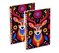 Amooorous Cuadernos mexicanos de tamaño A5 del Día de los Deer para la universidad, 8.3 x 5.7 pulgadas, cuadernos de asignaturas resistentes con rayas universitarias, 60 hojas para viajes y escritura