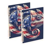 Amooorous Cuadernos universitarios tamaño A5 con diseño de camaleón animal del 4 de julio, Día de la Independencia, 8.3 x 5.7 pulgadas, cuaderno en espiral de un solo asunto resistente al desgaste, 60