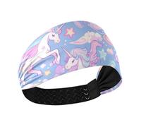 Amooorous Diadema antideslizante con unicornios arcoíris morados para el cabello, bandas elásticas para el sudor, para gimnasio, tenis, atletismo, deportes, para el cabello de mujer