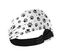 Amooorous Diadema de béisbol con huellas de gato negro que absorbe la humedad, banda elástica para el sudor para baloncesto, gimnasio, maquillaje, diadema para maquillaje