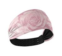 Amooorous Diadema de entrenamiento romántica con diseño de rosas rosas rosas que absorbe la humedad, pelo elástico para senderismo, fútbol, correr, diademas para ni? as