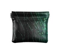 Amooorous Diseño verde y negro Sense Technology Sense LinesWomen Cartera de cuero para dinero en efectivo lindo tarjetero para mujeres y niñas, Green and Black Design Sense Technology Sense Lines, 1