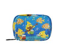 Amooorous Divertida bolsa médica de concierto de música oceánica pez azul con compartimentos desmontables organizador de píldoras reutilizable mensual para bolso