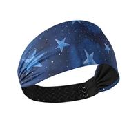 Amooorous Estrellas azules profundas. Diademas que absorben la humedad para mujer, bandas elásticas para el sudor para lavarse la cara, uso diario, yoga, vinchas para el cabello de mujer
