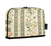 Amooorous Estuche de maquillaje de gran capacidad con diseño de flores y rayas verdes, de estilo pastoral, portalápices, para adolescentes, escuela, artículos imprescindibles para niños