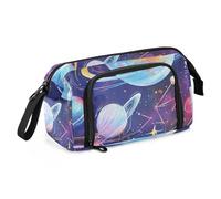 Amooorous Estuche para lápices de gran capacidad, con cremallera y ranura, para adultos, niñas, escuela secundaria, surrealismo, colorido planeta cósmico