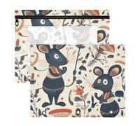Amooorous Estuches para lápices con cremallera y 3 agujeros para carpetas de 3 anillos, paquete de 2 suministros de arte para estudiantes, almacenamiento de cuentos de hadas, lindas ratas elegantes