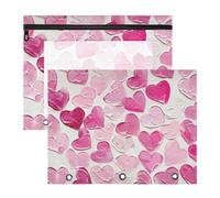 Amooorous Estuches transparentes con ventana de 3 agujeros para papel A4, carta, paquete de 2 unidades, pintura al óleo con amor rosa de San Valentín