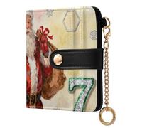 Amooorous Feliz Navidad Santa Claus Six Seven - Cartera plegable para mujer con ranuras para tarjetas, cartera de piel sintética con ranuras para tarjetas para mujeres, niños y niñas