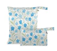 Amooorous Fresh Blue Flowers in Summer - Bolsa reutilizable para guardería, paquete de 2 artículos esenciales de viaje para bebés con asas para pañales de bebé, playa