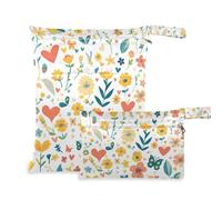Amooorous Fresh Safari Flowers - Bolsa a prueba de desorden para bebé, paquete de 2 bolsas húmedas para traje de baño con asas para pañales de bebé, playa