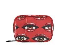 Amooorous Fun Red Lips Devil Eye Shapes Bolsa Medicina Bolsa para Bolso con Compartimentos Extraíbles Organizador de Píldoras Montaje Grande para Bolso