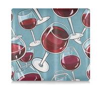 Amooorous Funda de piel de alta calidad con diseño de caricatura de copa de vino tinto para documentos, tarjetas, licencia