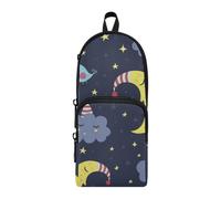Amooorous Good Night - Estuche de nailon negro con 3 compartimentos para niños, gran capacidad, con cremallera, organizador de papelería para niños, oficina, 1600 ml