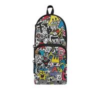 Amooorous Graffiti Art Trend Play Pegatinas Nylon 3 Compartimentos Estuche de lápices Estudios y Multifunción para Adolescente Papelería Estudiante Universidad 1600ml