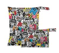 Amooorous Graffiti Art Trend Play - Pegatinas reutilizables para bebé, paquete de 2 artículos esenciales de viaje para volar con asas para baño, guardería