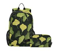 Amooorous Green Leaf Boy - Mochila escolar con bolsa de almuerzo para adolescentes y niñas, con lonchera de 8 a 10 años, Hoja verde