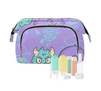 Amooorous Happy Halloween - Bolsa de maquillaje de monstruo azul y morado, bolsa de viaje para mujer, monedero para brochas de maquillaje, Happy Halloween Blue-Purple Monster, 1 size