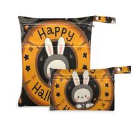 Amooorous Happy Halloween Cartoon Cute Rabbit - Bolsa impermeable para viajes, 2 unidades, artículos esenciales de viaje para volar con asas para yoga, viajes