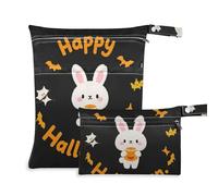 Amooorous Happy Halloween Cartoon Cute Rabbit - Bolsa lavable para sacaleches, 2 unidades esenciales de viaje para bebés con asas para piscina, guardería
