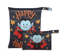 Amooorous Happy Halloween Cartoon Cute Vampire - Bolsa reutilizable para mojado, paquete de 2 artículos esenciales de viaje para bebé con asas para bañarse, guardería
