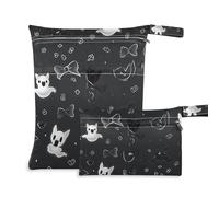 Amooorous Happy Halloween Cartoon Cute White - Bolsa única a prueba de desorden para pañales, paquete de 2 bolsas húmedas para traje de baño con asas para yoga, yoga, Feliz Halloween, caricatura,