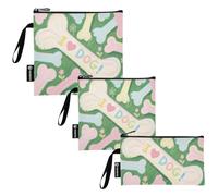 Amooorous I Love Dog Bone Green - 3 bolsas reutilizables de viaje, impermeables, bolsa de comida de emergencia para amigos y equipo